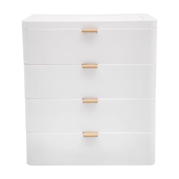 Skrivbordslådsorganisatör, 4 lådor, modern design, kompakt storlek,Vit, S