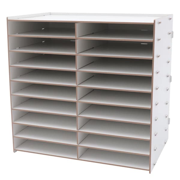 Träskrivbordorganisatör, 18 fack, träfiberboard, modern enkel design,VIT