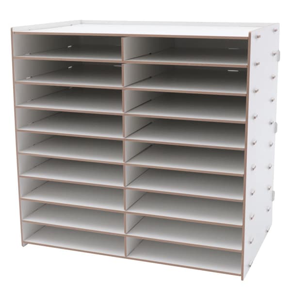 Träskrivbordorganisatör, 18 fack, träfiberboard, modern enkel design,VIT