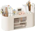 Pikkukuva 1 / 6: Lollanda Pen Organiser Box – monikäyttöinen pöytäsäilytys, jossa on 10 lokeroa ja kaksi läpinäkyvää laatikkoa