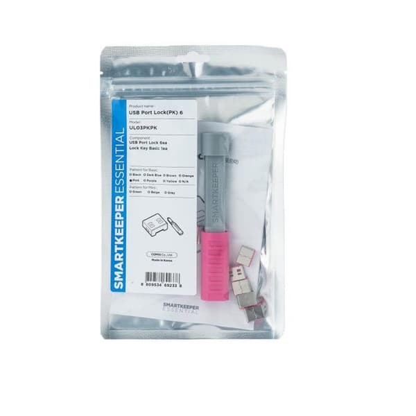 SmartKeeper UL03PKPK 6 x USB A-Port APort Blocker med 1 x Låsnyckel Basic Pink SLSART-0012 SLSART0012 (SLSART-0012)