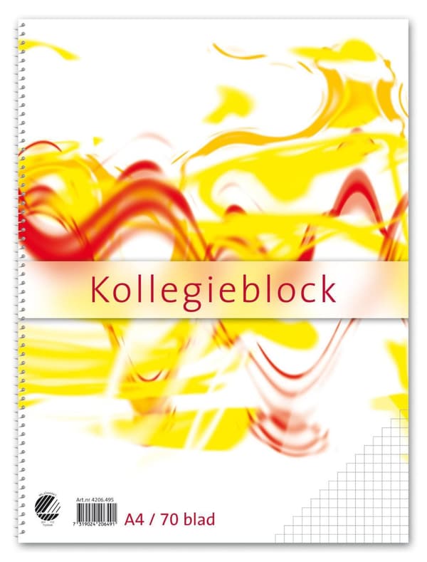 Kollegieblock A4 60g 70bl rut TF 10st