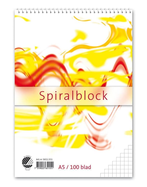Spiralblock A5 60g 100 blad rutat 10st