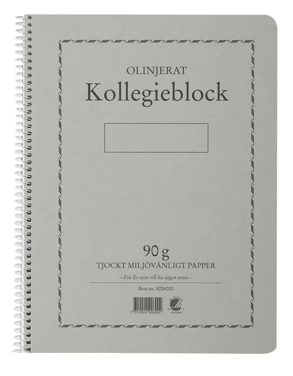 Kollegieblock A4 90g 70bl olinj TF 5st