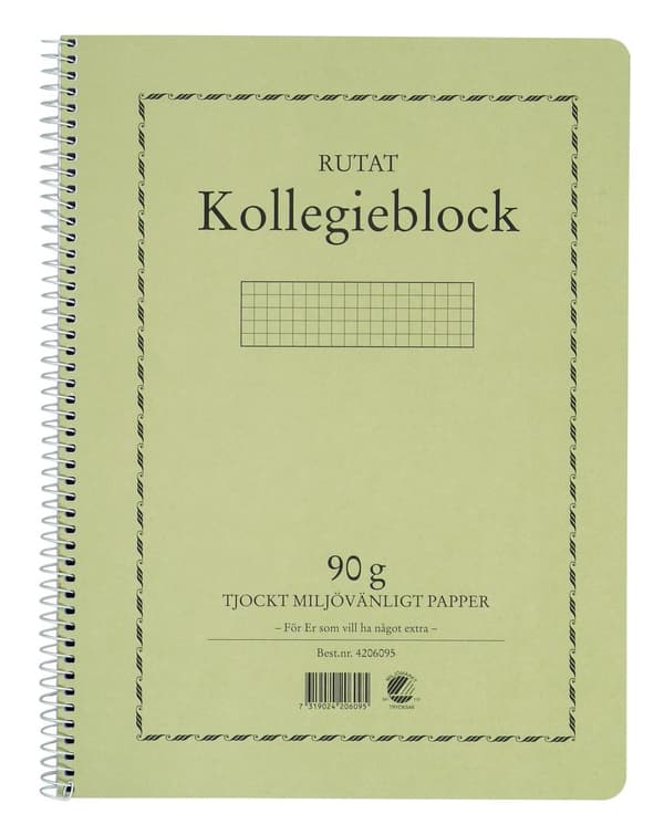 Kollegieblock A4 90g 70bl rut TF 5st