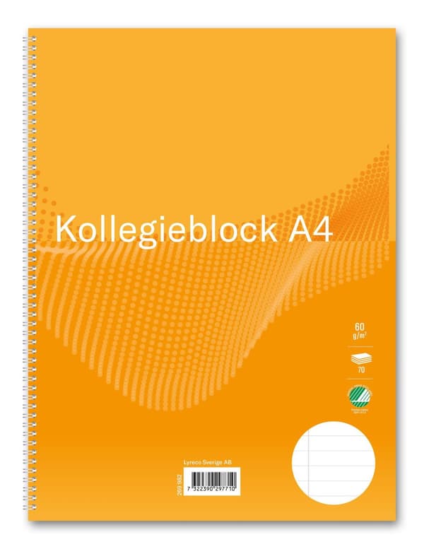 Kollegieblock FW A4 60g 70bl linj h gul 5st