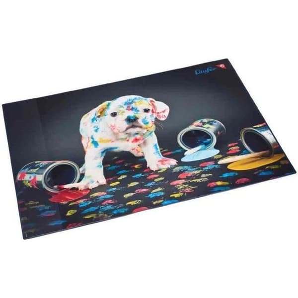 Skrivunderlag i plast - LAUFER - Flerfärgad hundmönster - 40 x 53 cm - Halkfri - Kan rengöras