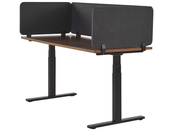 Skrivbordsskärm Avskärmning Mörkgrå PET-tyg 72 x 40 cm Modulära Fästklämmor Hemmakontor