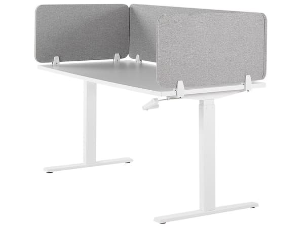 Skrivbordsskärm Avskärmning Ljusgrå PET-tyg 130 x 40 cm Modulära Fästklämmor Hemmakontor
