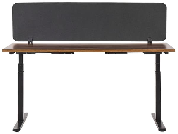Skrivbordsskärm Avskärmning Mörkgrå PET-tyg 130 x 40 cm Modulära Fästklämmor Hemmakontor