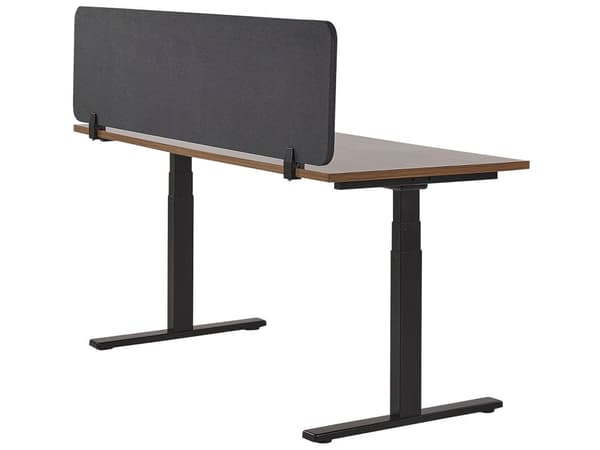 Skrivbordsskärm Avskärmning Mörkgrå PET-tyg 130 x 40 cm Modulära Fästklämmor Hemmakontor