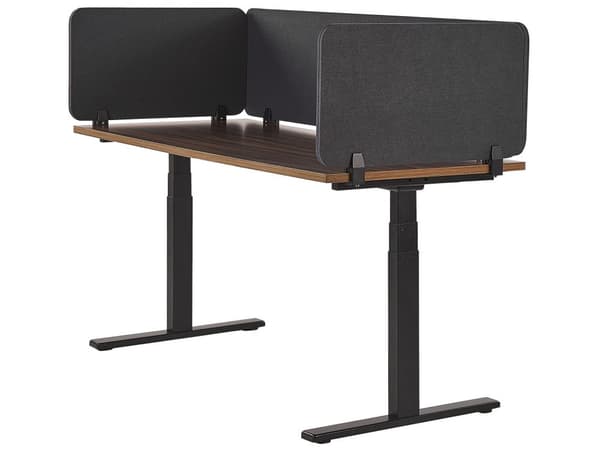 Skrivbordsskärm Avskärmning Mörkgrå PET-tyg 130 x 40 cm Modulära Fästklämmor Hemmakontor