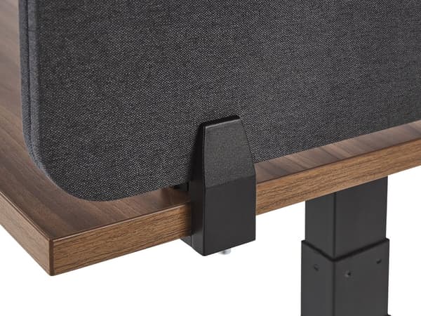 Skrivbordsskärm Avskärmning Mörkgrå PET-tyg 130 x 40 cm Modulära Fästklämmor Hemmakontor