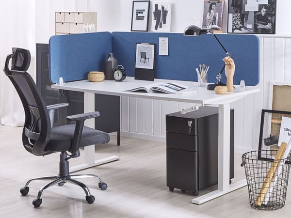 Skrivbordsskärm Avskärmning Blå PET-tyg 72 x 40 cm Modulära Fästklämmor Hemmakontor