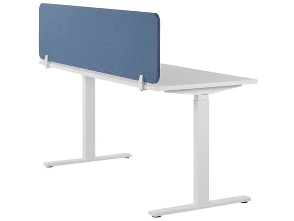 Skrivbordsskärm Avskärmning Blå PET-tyg 130 x 40 cm Modulära Fästklämmor Hemmakontor