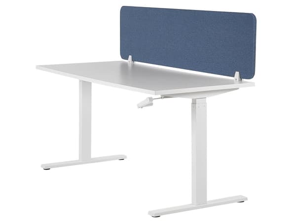 Skrivbordsskärm Avskärmning Blå PET-tyg 130 x 40 cm Modulära Fästklämmor Hemmakontor