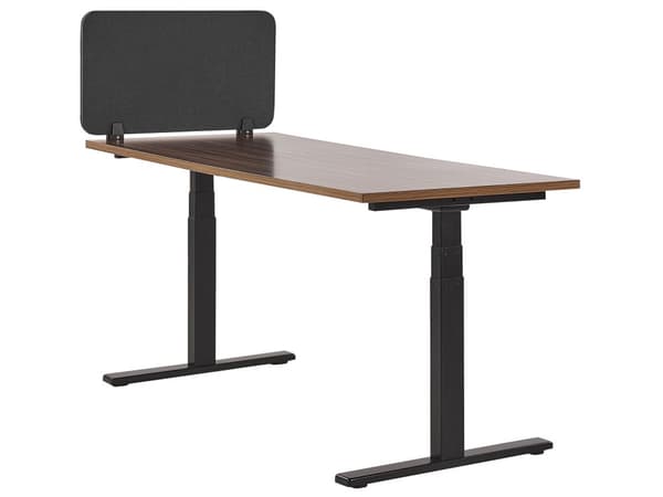 Skrivbordsskärm Avskärmning Mörkgrå PET-tyg 160 x 40 cm Modulära Fästklämmor Hemmakontor