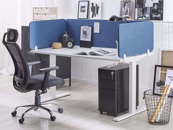 Suojaseinä työpöydälle 72 x 40 cm kangasverhoiltu sininen modulaarinen