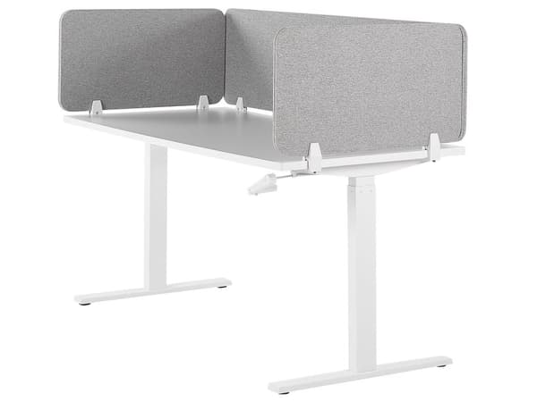Skrivbordsskärm Avskärmning Ljusgrå PET-tyg 180 x 40 cm Modulära Fästklämmor Hemmakontor