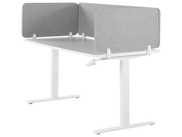 Lysegrå PET skrivebordsskillevæg polstret med 72 x 40 cm materiale modulopbygget akustisk skærm med hjemmekontorklemmer