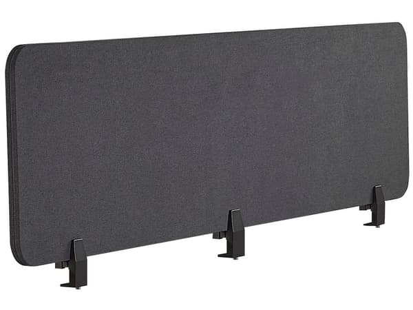Mørkegrå PET skrivebordsskillevæg polstret med 180 x 40 cm materiale modulopbygget akustisk skærm med hjemmekontorklemmer