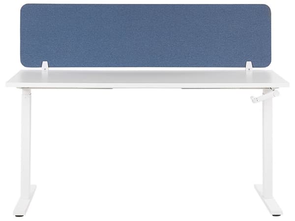 Blå PET skrivebordsskillevæg betrukket med 160 x 40 cm materiale modulopbygget akustisk skærm med hjemmekontorklemmer
