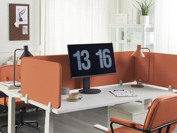 Skrivebordsskærm Lys rød PET Board Stofbetræk 80 x 40 cm Akustisk skærm Modulære monteringsklemmer Hjemmekontor