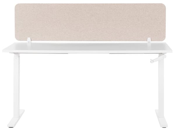 Skrivebordsskærm Beige PET Board Stofbetræk 160 x 40 cm Akustisk skærm Modulære monteringsklemmer Hjemmekontor