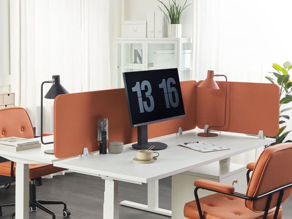 Skrivbordsskärm Avskärmning Röd PET-tyg 72 x 40 cm Modulära Fästklämmor Hemmakontor