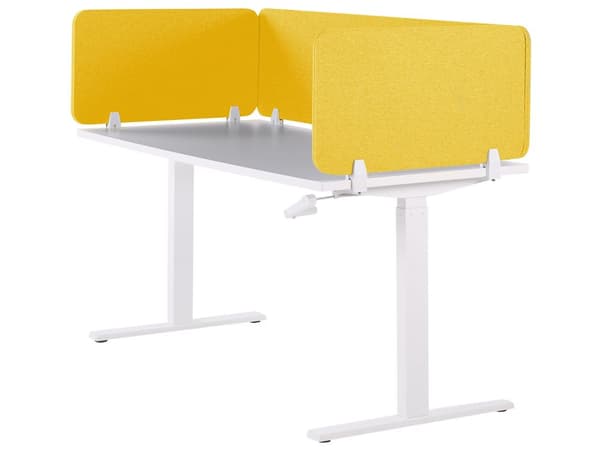 Skrivbordsskärm Avskärmning Gul PET-tyg 160 x 40 cm Modulära Fästklämmor Hemmakontor