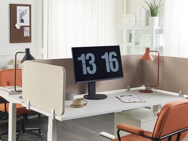 Skrivbordsskärm Avskärmning Beige PET-tyg 80 x 40 cm Modulära Fästklämmor Hemmakontor