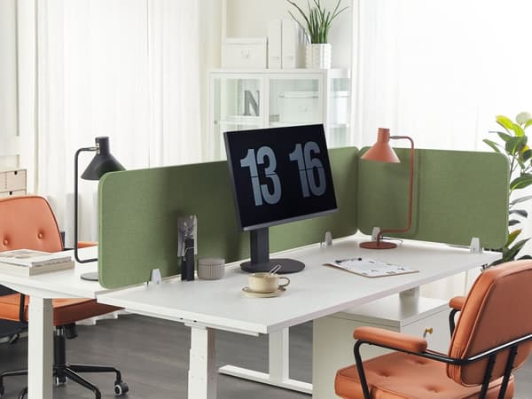 Skrivbordsskärm Avskärmning Grön PET-tyg 72 x 40 cm Modulära Fästklämmor Hemmakontor