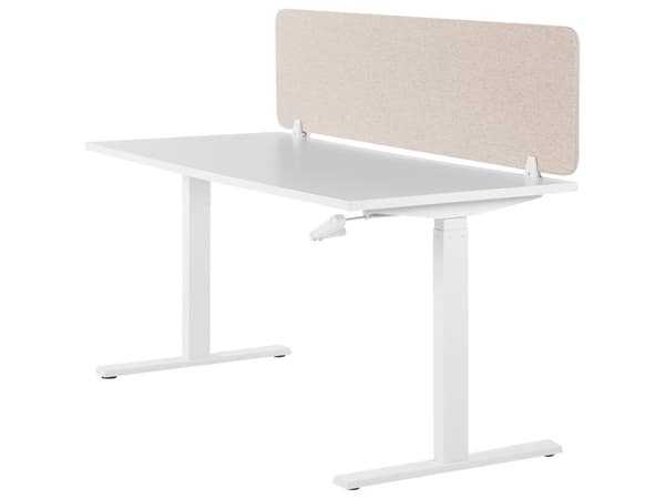 Skrivbordsskärm Avskärmning Beige PET-tyg 160 x 40 cm Modulära Fästklämmor Hemmakontor