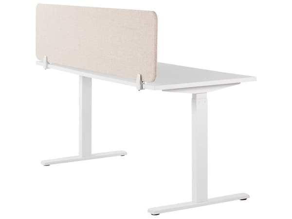 Skrivbordsskärm Avskärmning Beige PET-tyg 160 x 40 cm Modulära Fästklämmor Hemmakontor