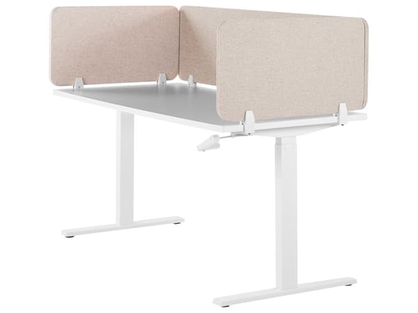 Skrivbordsskärm Avskärmning Beige PET-tyg 160 x 40 cm Modulära Fästklämmor Hemmakontor
