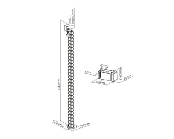Flexible Desk Cable Management Spine - Sølv Kabelskjuler