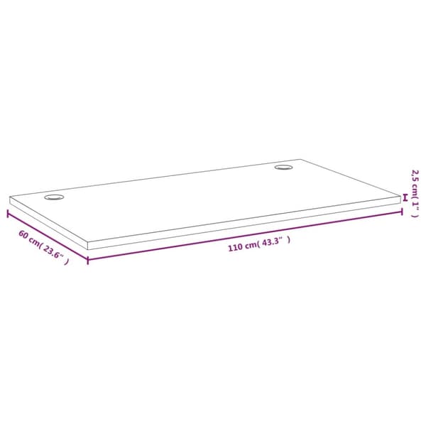 vidaXL Bordsskiva 110x60x2,5 cm bambu