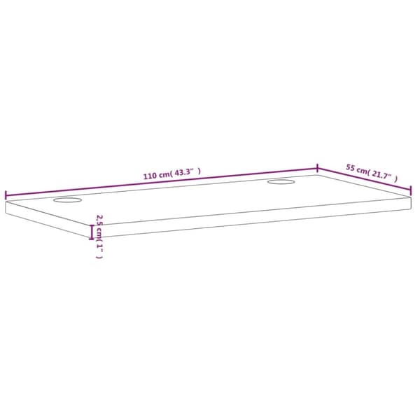 vidaXL Bordsskiva 110x55x2,5 cm massiv furu