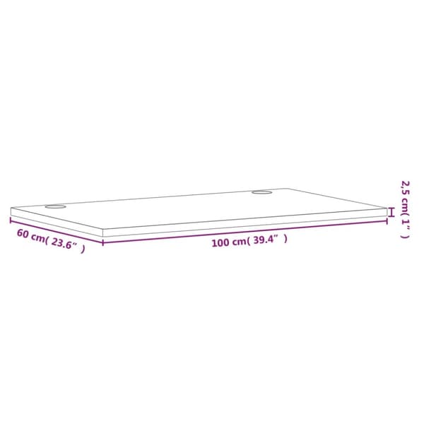 vidaXL Skrivbordsskiva 100x60x2,5 cm massivt bokträ