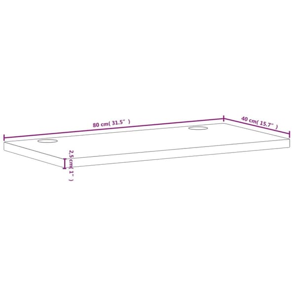 vidaXL Bordsskiva 80x40x2,5 cm massiv furu