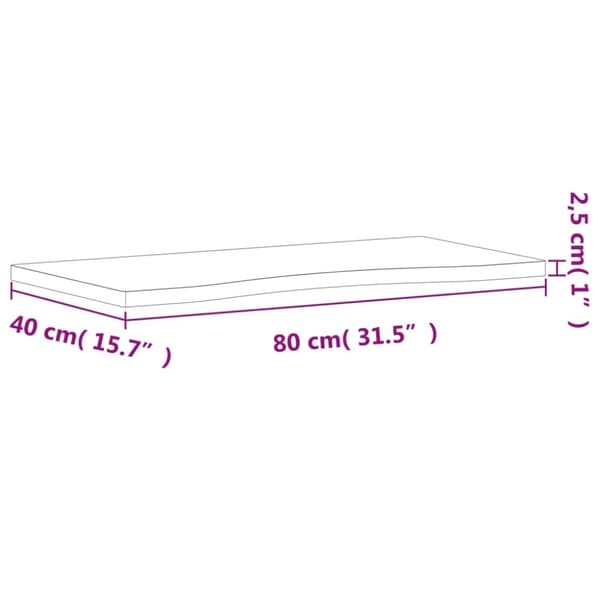 vidaXL Bordsskiva 80x(36-40)x2,5 cm massivt bokträ