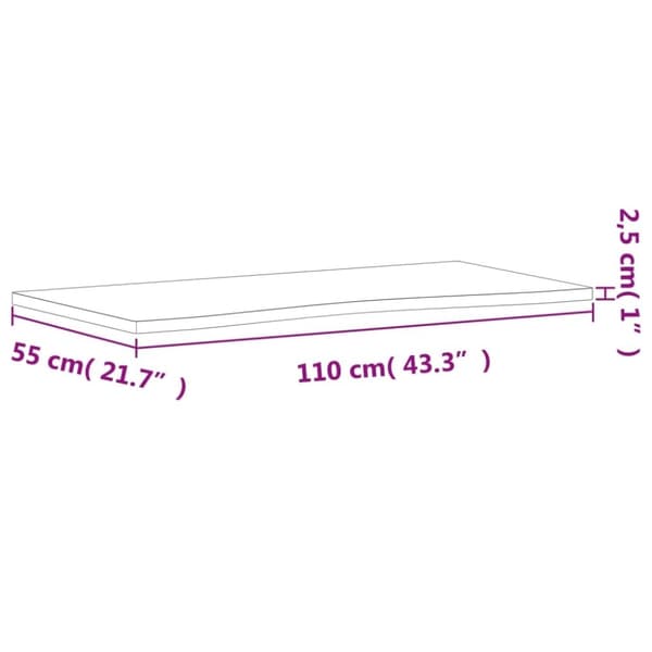 vidaXL Bordsskiva 110x(50-55)x2,5 cm massivt bokträ