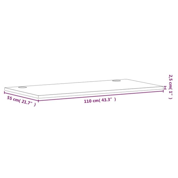 vidaXL skrivebordsplade 110x55x2,5 cm massivt bøgetræ