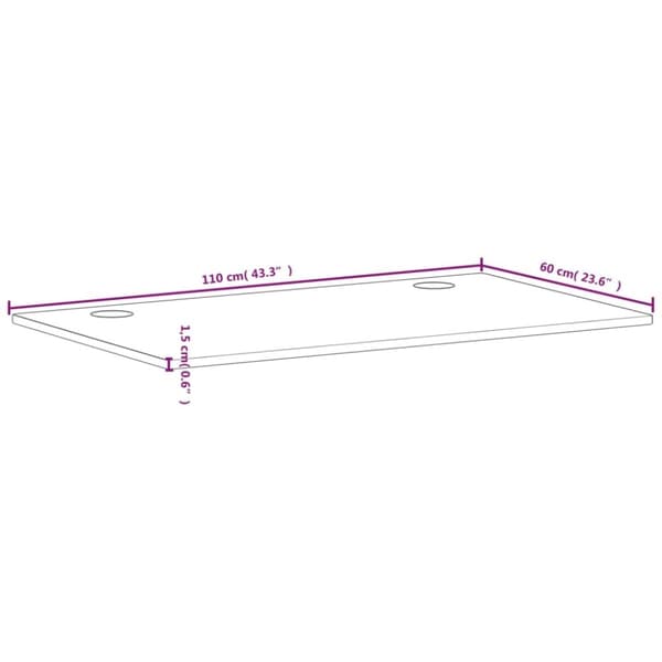 vidaXL Bordsskiva 110x60x1,5 cm massivt bokträ