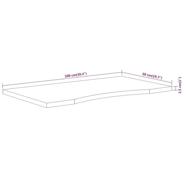 vidaXL Työpöydän pöytälevy 100x50x2,5 cm suorakaide täysi akasiapuu
