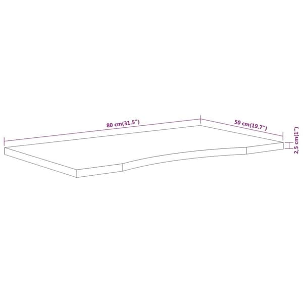 vidaXL Työpöydän pöytälevy 80x50x2,5 cm suorakaide täysi akasiapuu