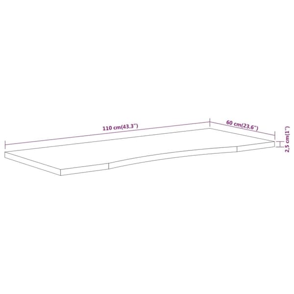 vidaXL Työpöydän pöytälevy 110x60x2,5 cm suorakaide täysi akasiapuu