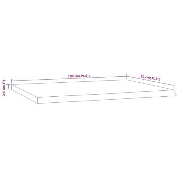 vidaXL skrivebordsplade 100x80x2,5 cm rektangulær massivt akacietræ