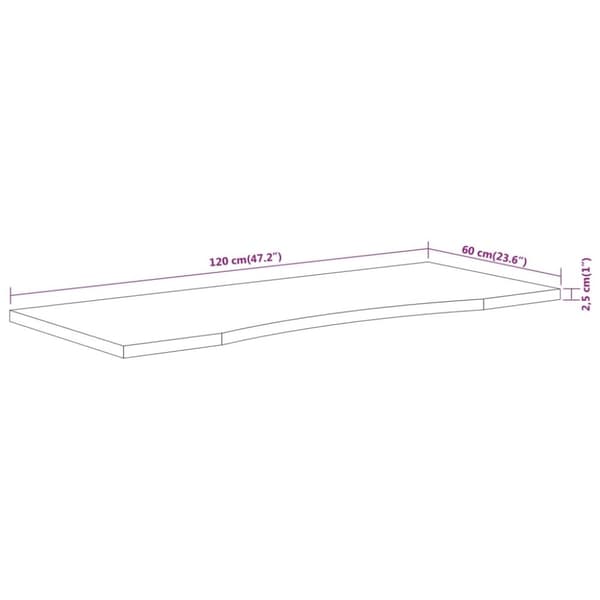vidaXL Skrivebordsplate 120x60x2,5 cm rektangulær heltre akasie