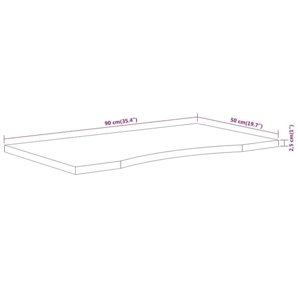 vidaXL Skrivebordsplate 90x50x2,5 cm rektangulær heltre akasie